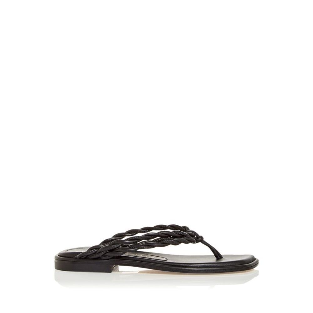 STUART WEITZMAN Womens Black 1/2 Heel Calypso Slip On Leather Thong Sandals 5 B